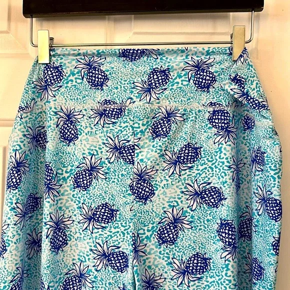 NWT Southwind Apparel Nylon & Spandex Blue Pineapple Wide Leg Palazzo Pants - Picture 7 of 8